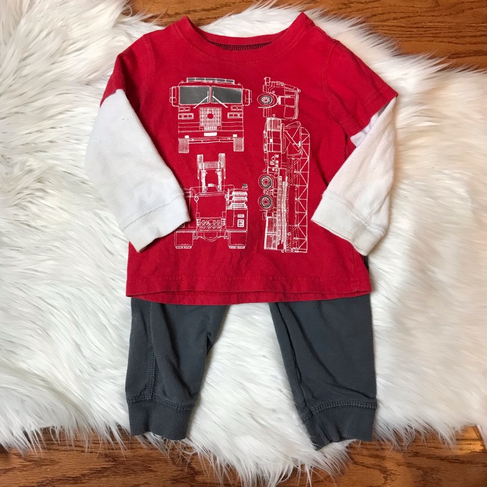 Carter’s Long Sleeve Fire Truck Tee & Sweat Pants